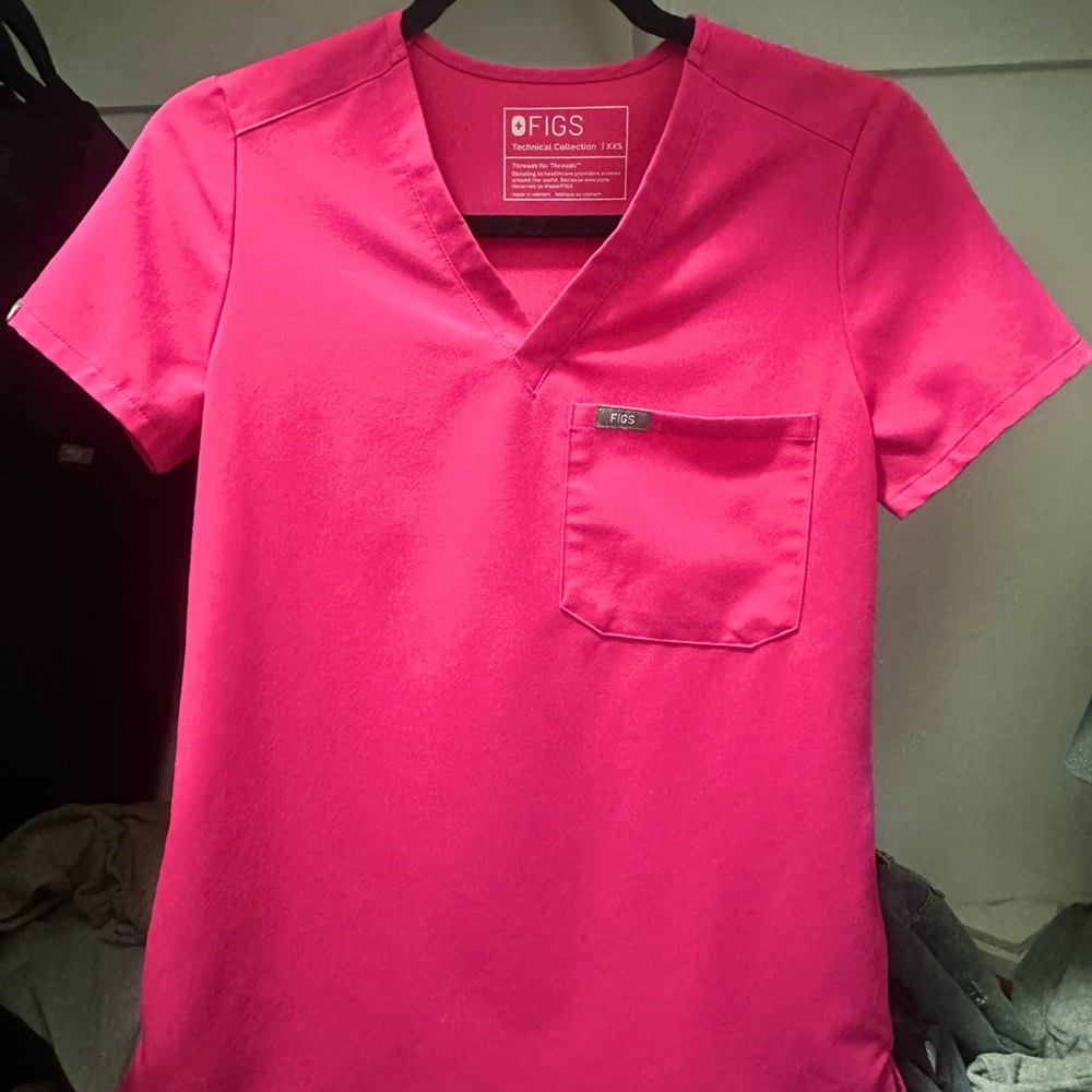 Figs Fuchsia Pink Scrub Top